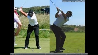 Jon Rahm golf swing  Long Iron faceon amp downtheline July 2017 [upl. by Artiek417]