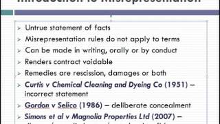 Misrepresentation Lecture 1 of 4 [upl. by Auos]